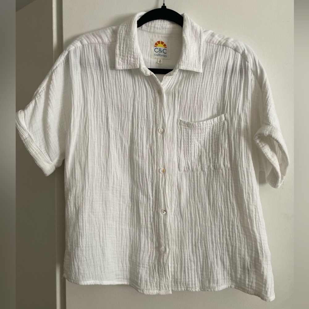 Cotton Gauze Button Up Top